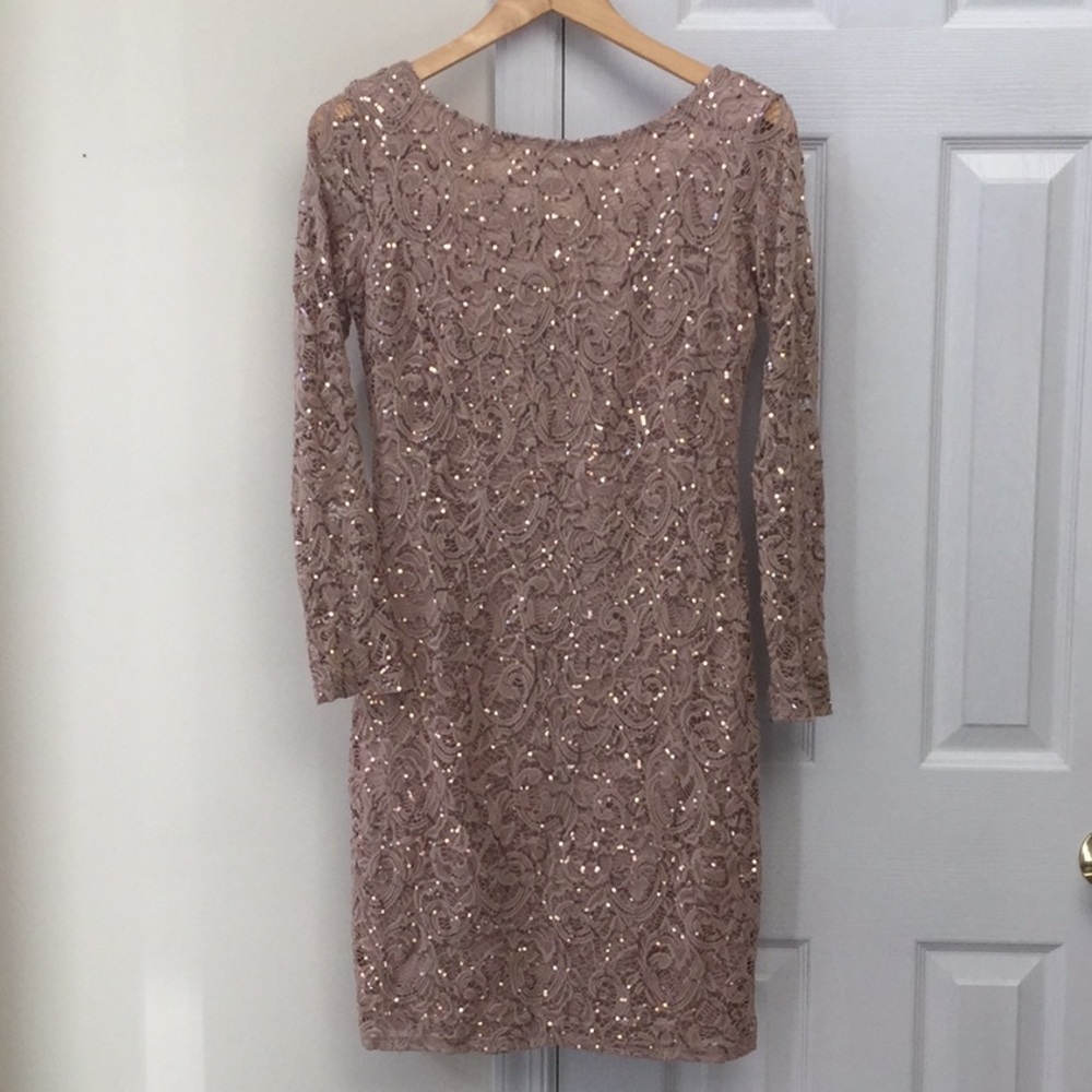 MARINA Lacey Rose Gold Dress with sequins NWT